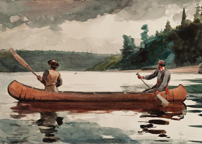 Winslow Homer Greeting Card featuring the painting Duck hunting by Winslow Homer