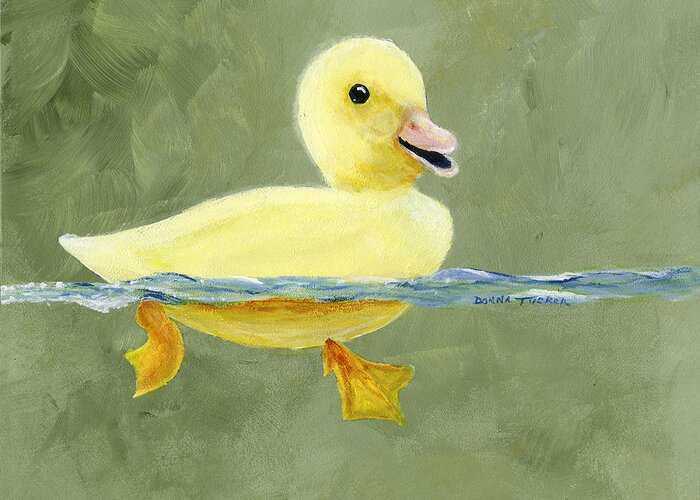 Duck Greeting Card featuring the painting Duck on the Water by Donna Tucker