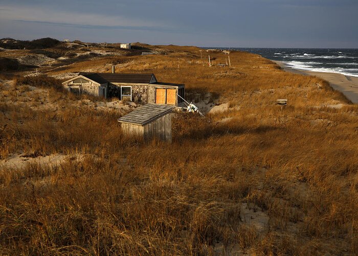 Cape Cod Greeting Card featuring the photograph Dune Shacks of Peaked Hill Bars Historic District, Provincetown #2 by Thomas Sweeney