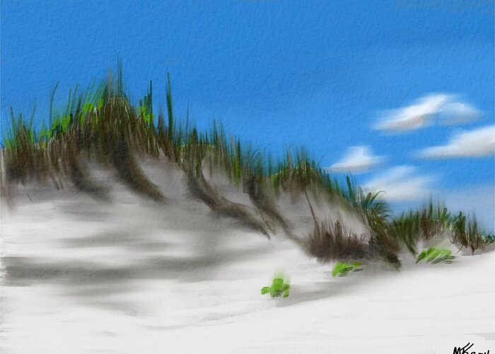 Dunes Greeting Card featuring the digital art Dunes And Sea Oats by Michael Kallstrom