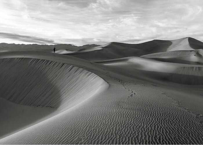 Death Valley National Park Greeting Card featuring the photograph Dunes Bw by Jonathan Nguyen