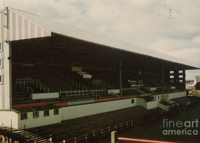  Greeting Card featuring the photograph Dunfermline Athletic - East End Park - Main Stand 1 - 1980s by Legendary Football Grounds