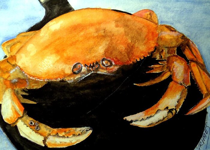 Crab Greeting Card featuring the painting Dungeness for Dinner by Carol Grimes