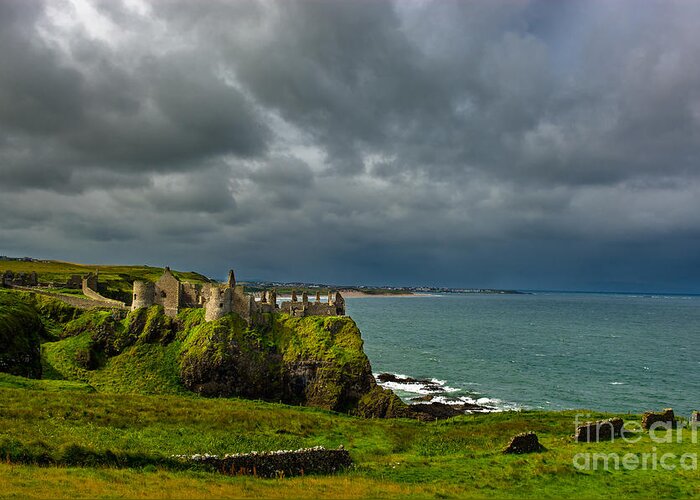 Castle Greeting Card featuring the photograph Dunluce Castle in Northern Ireland by Andreas Berthold