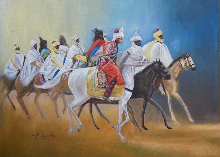 Today Greeting Card featuring the painting Durban Riders by Olaoluwa Smith