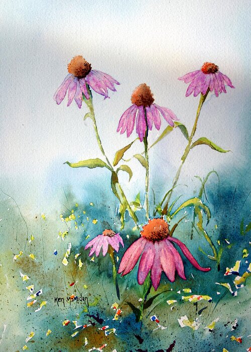 Coneflower Greeting Card featuring the painting Dusky Morn by Ken Marsden