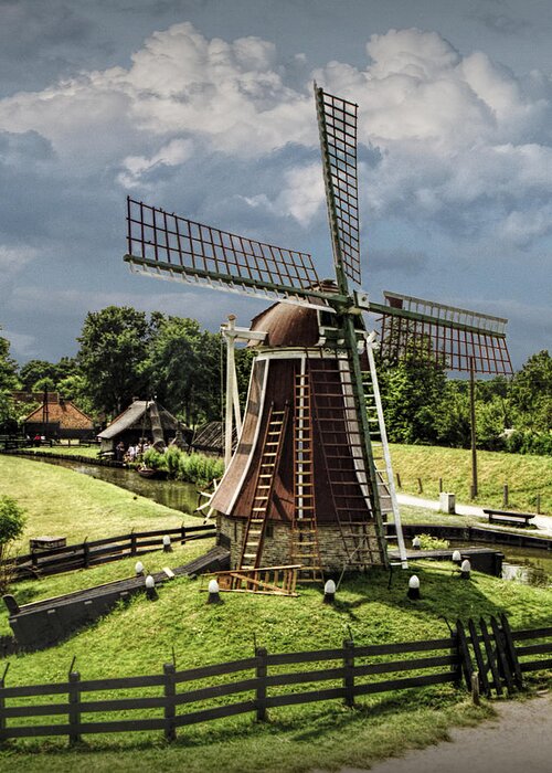 Art Greeting Card featuring the photograph Dutch Windmill in the Zuiderzee Museum in the Netherlands by Randall Nyhof
