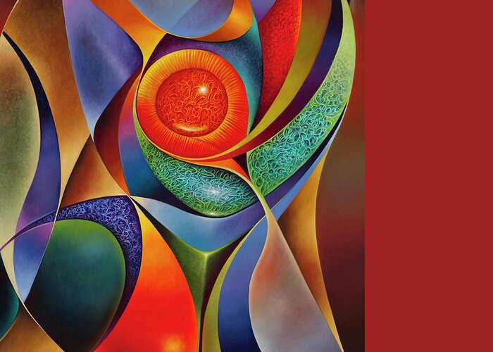 Abstract Greeting Card featuring the painting Dynamic Series #28 - 3D by Ricardo Chavez-Mendez