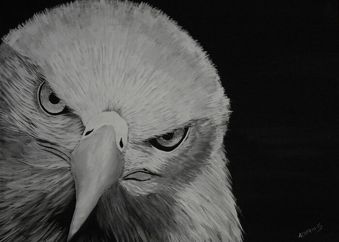 Eagle Greeting Card featuring the painting Raptor by Edwin Alverio