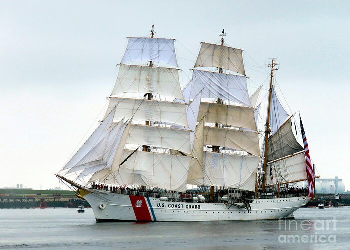 Eagle Greeting Card featuring the photograph USCGC Eagle by Janice Drew