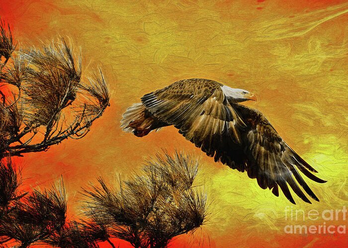  Eagle Greeting Card featuring the painting Eagle Series Strength by Deborah Benoit