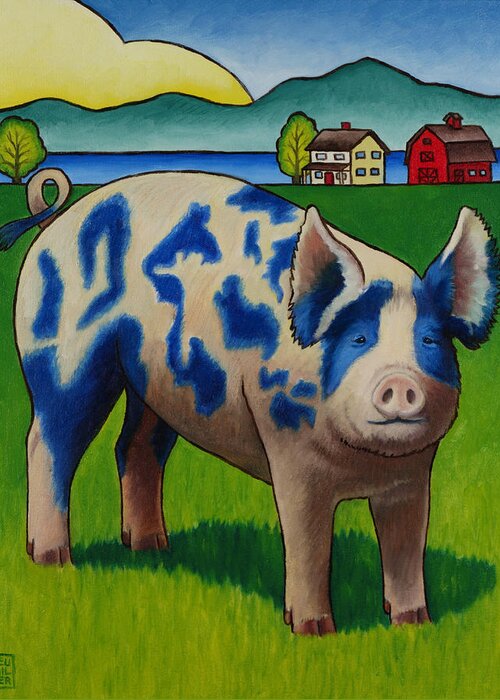 Pig Greeting Card featuring the painting Earl of Whidbey by Stacey Neumiller