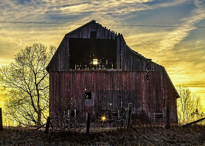 Barn Greeting Card featuring the photograph Early Mornings are best with sun and coffee by Joe Holley