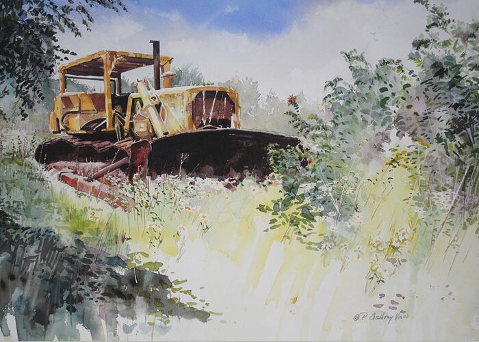 Construction Greeting Card featuring the painting Early Retirement by P Anthony Visco