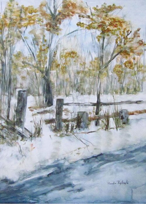Early Spring Greeting Card featuring the painting Early Spring Snow by Paula Pagliughi