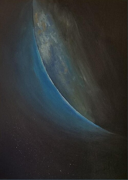 Space Greeting Card featuring the painting Earth as seen in space by Kathlene Melvin