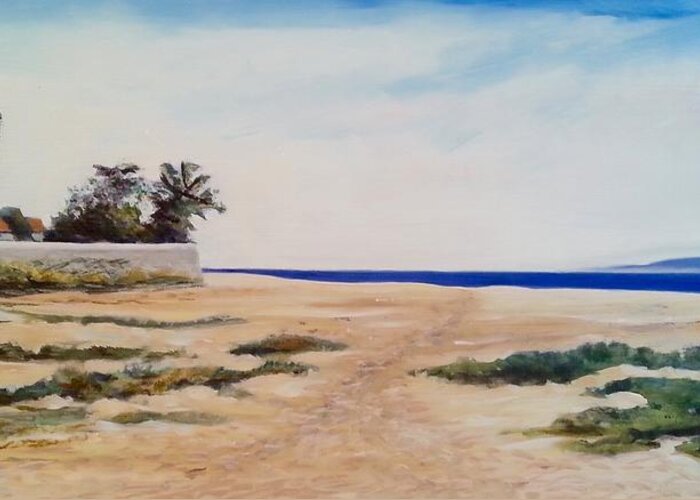 Santa Barbara Beaches. Beach Greeting Card featuring the painting East Beach to Butterfly Beach by Jeffrey Campbell
