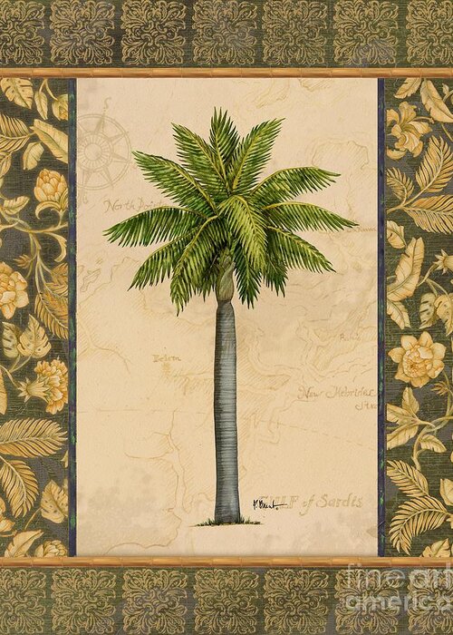 Palm Greeting Card featuring the painting East Indies Palm II by Paul Brent