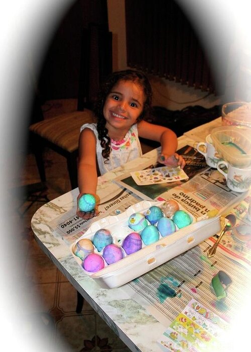 Easter Greeting Card featuring the photograph Coloring Easter Eggs by Alice Terrill