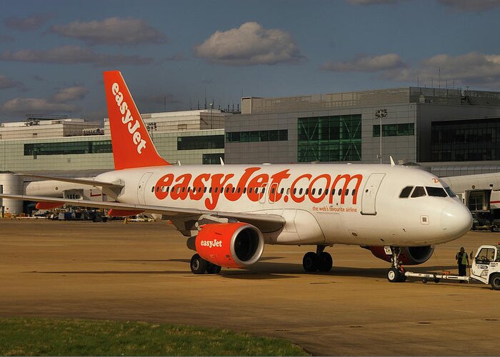 Easyjet Greeting Card featuring the photograph Easyjet Airbus A319-111 by Tim Beach