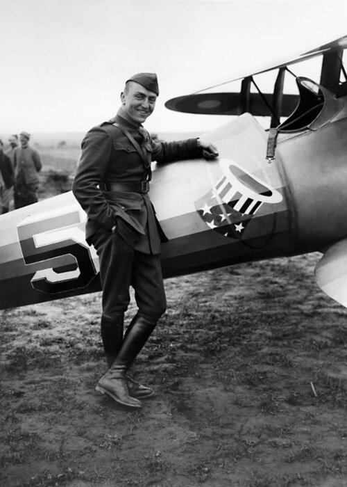Eddie Rickenbacker Greeting Card featuring the photograph Eddie Rickenbacker - WW1 American Air Ace by War Is Hell Store