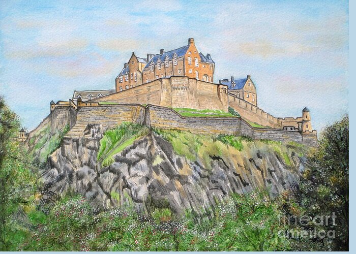 Edinburgh Castle Greeting Card featuring the painting Edinburgh Castle by Yvonne Johnstone