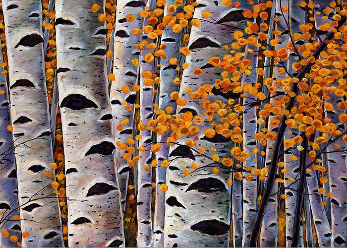 Aspen Greeting Card featuring the painting Effulgent October by Johnathan Harris