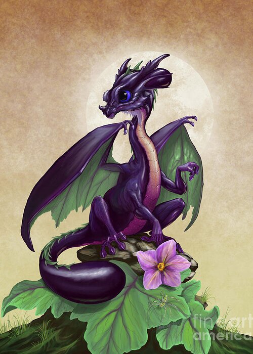 Eggplant Greeting Card featuring the digital art Eggplant Dragon by Stanley Morrison