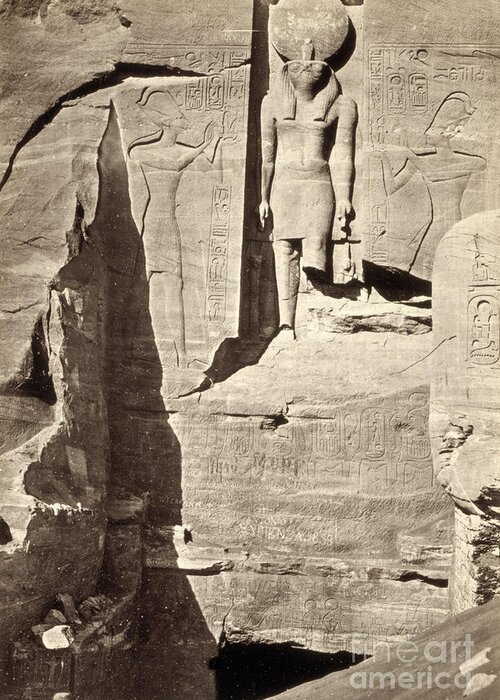 1857 Greeting Card featuring the photograph Egypt, Abu Simbel, 1857. by Granger