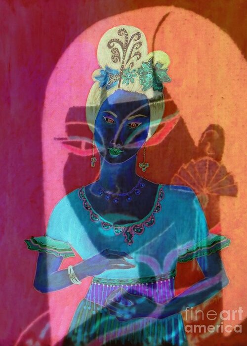 Abstract Portrait Greeting Card featuring the painting Egyptian Queen by Jayne Somogy