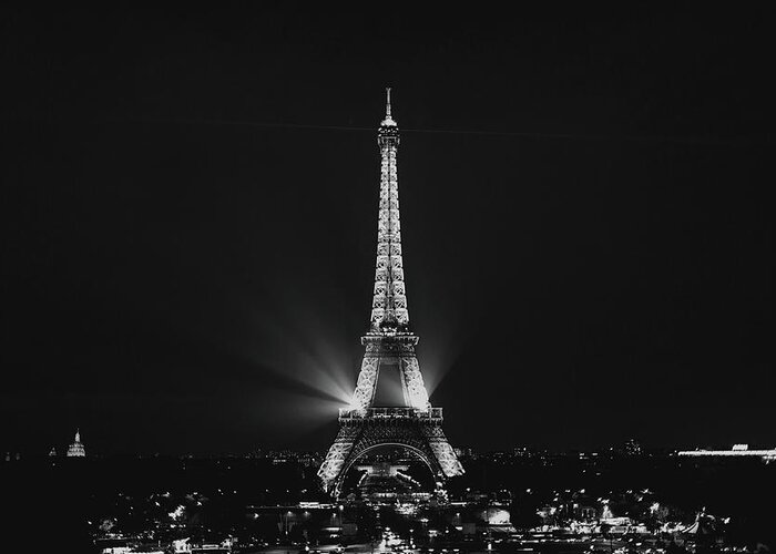 Eiffel Tower Greeting Card featuring the photograph Eiffel Tower Noir by Melanie Alexandra Price