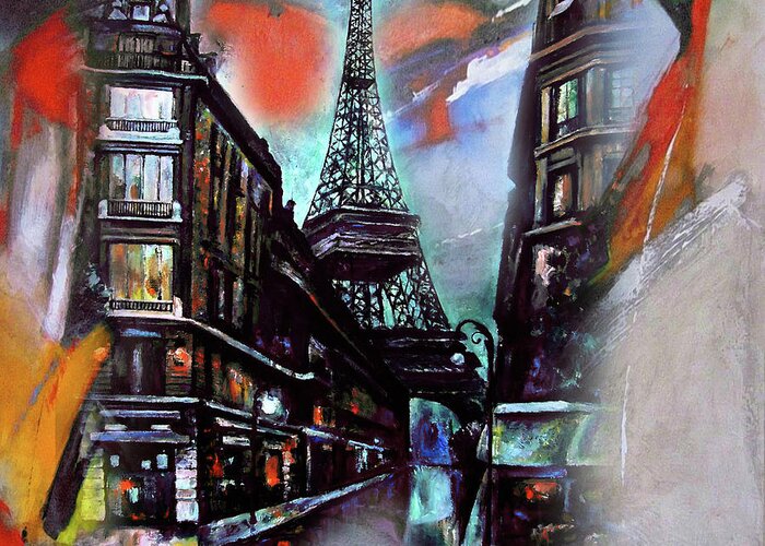 Paris Eiffel Tower Painting Greeting Card featuring the painting Eiffel Tower Paris by Gull G