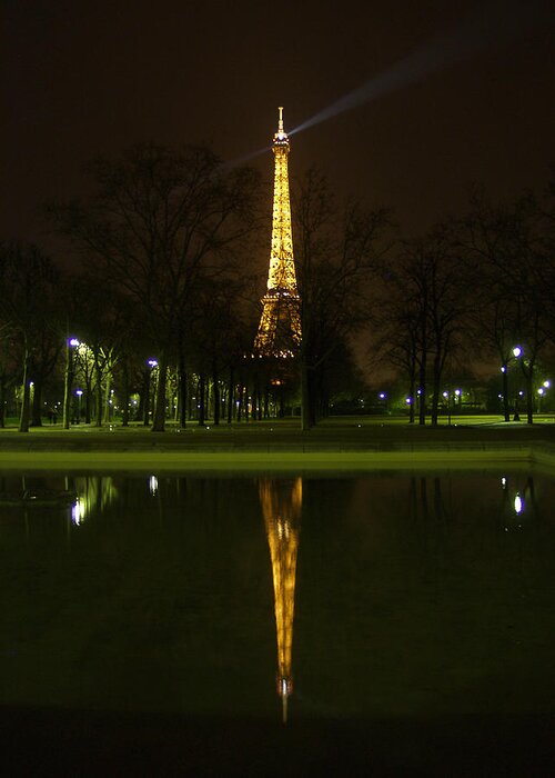Eiffel Greeting Card featuring the photograph Eiffel Twin Reflection by Mark Currier