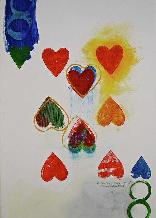 Abstract Painting Greeting Card featuring the painting Eight of Hearts 9-52 2nd series by Cliff Spohn