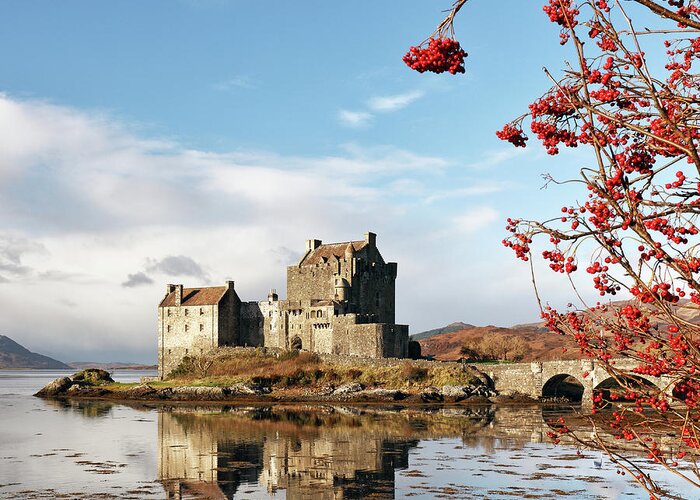 Eilean Donan Greeting Card featuring the photograph Eilean Donan - Loch Duich Reflection - Skye by Grant Glendinning
