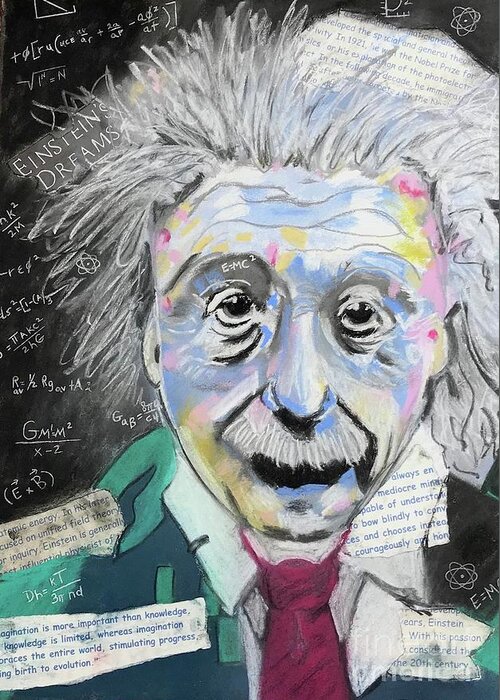 Original Art Work Greeting Card featuring the mixed media Einstein by Theresa Honeycheck