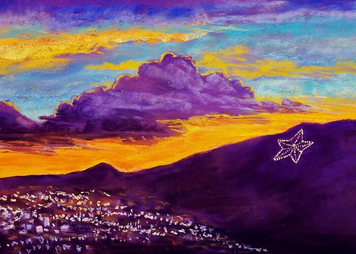 El Paso Star Greeting Card featuring the pastel El Paso's Star by Candy Mayer