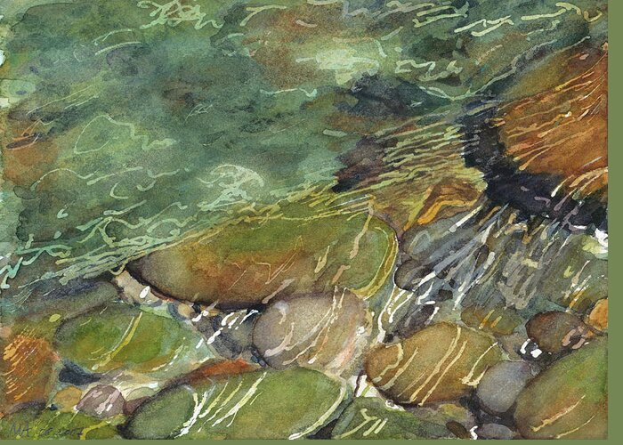River Rocks Greeting Card featuring the painting Elbow River Rocks 3 by Madeleine Arnett