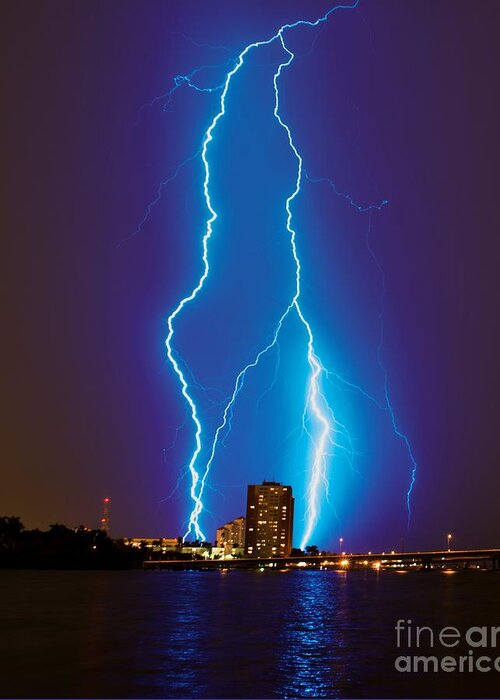 Lightning Greeting Card featuring the photograph Electric Blue by Quinn Sedam