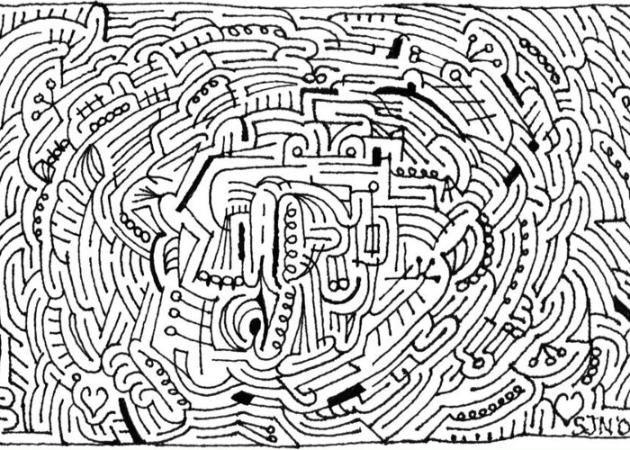 Mazes Greeting Card featuring the drawing Electric by Steven Natanson