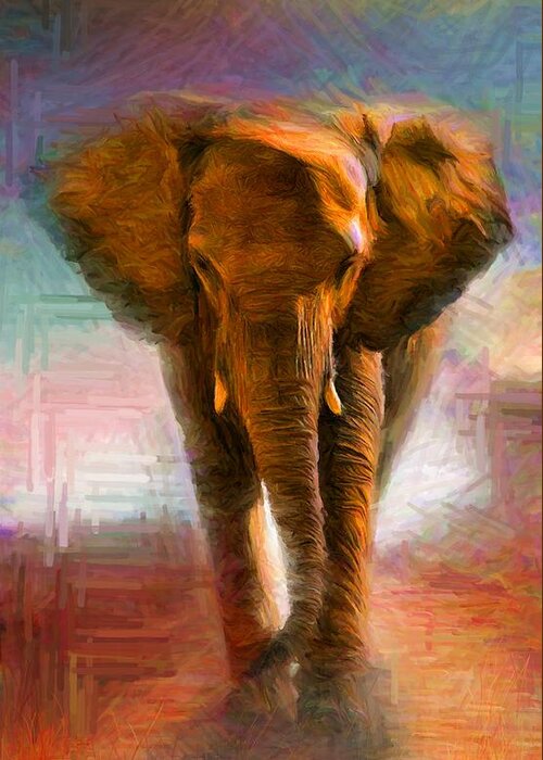 Animals Greeting Card featuring the digital art Elephant 1 by Caito Junqueira