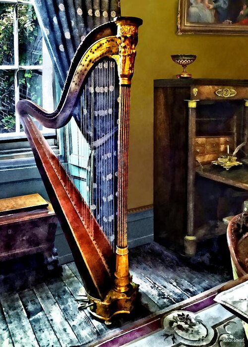 Harp Greeting Card featuring the photograph Elegant Harp by Susan Savad