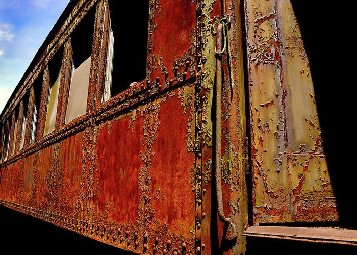 Weathered Railroad Car Greeting Card featuring the photograph Elegant Rust by Paul W Faust - Impressions of Light