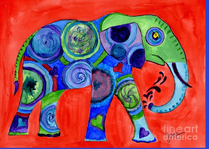Elephant Greeting Card featuring the painting Elephant by Julia Stubbe