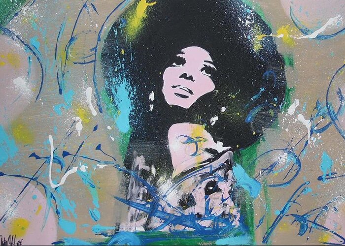 Diana Ross Greeting Card featuring the painting Eletric Ross by Antonio Moore