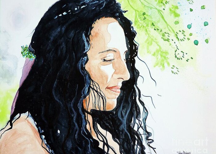 Watercolor Greeting Card featuring the painting Elisa by Tom Riggs