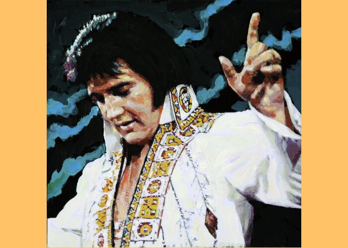 Elvis Presley Greeting Card featuring the painting Elvis - How Great Thou Art by John Lautermilch