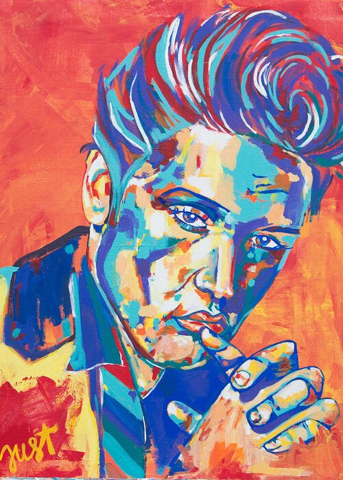 Elvis Presley Greeting Card featuring the painting Elvis by Janice Westfall