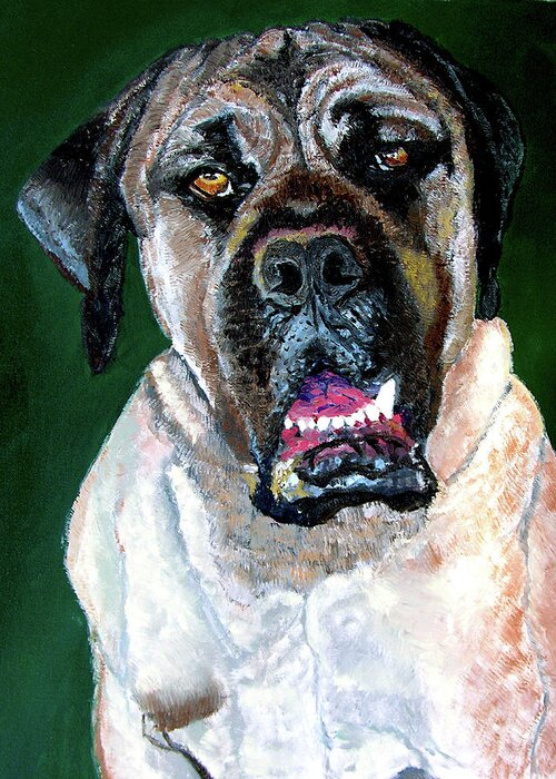 Dog Portrait Greeting Card featuring the painting Ely by Stan Hamilton