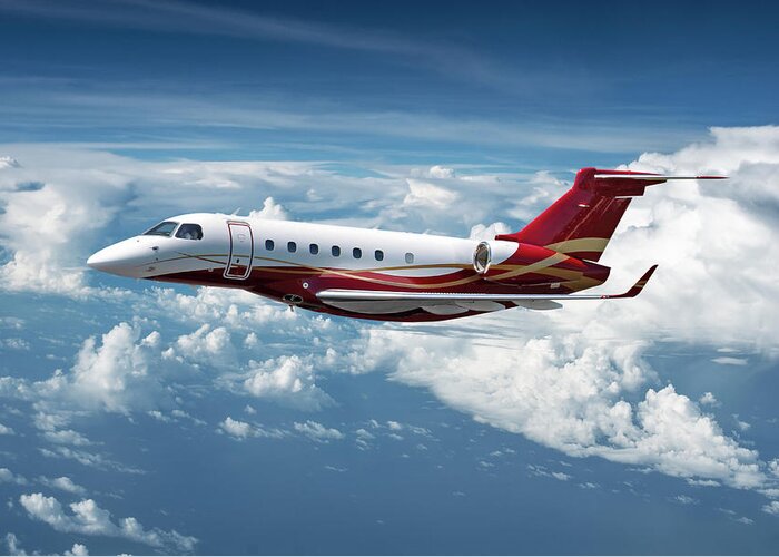 Embraer Aircraft Greeting Card featuring the photograph Embraer Legacy 500 by Erik Simonsen
